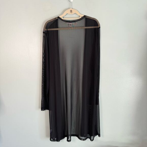 EYE CANDY Open Mesh Cardigan Womens 3X Plus Cover Up Duster Midnight Black - Picture 2 of 7